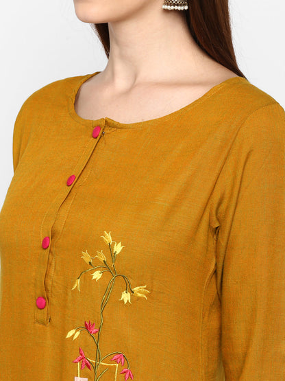 Women's Mehendi Green Flared Kurta By Vbuyz-(