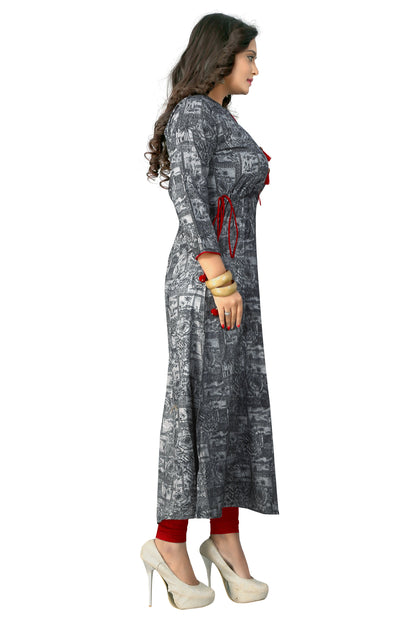 Women's Grey Color Rayon A-Line Kurta  (1Pc)