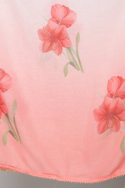 Women's Pink Color Art Muslin  Digital Printed Dupatta