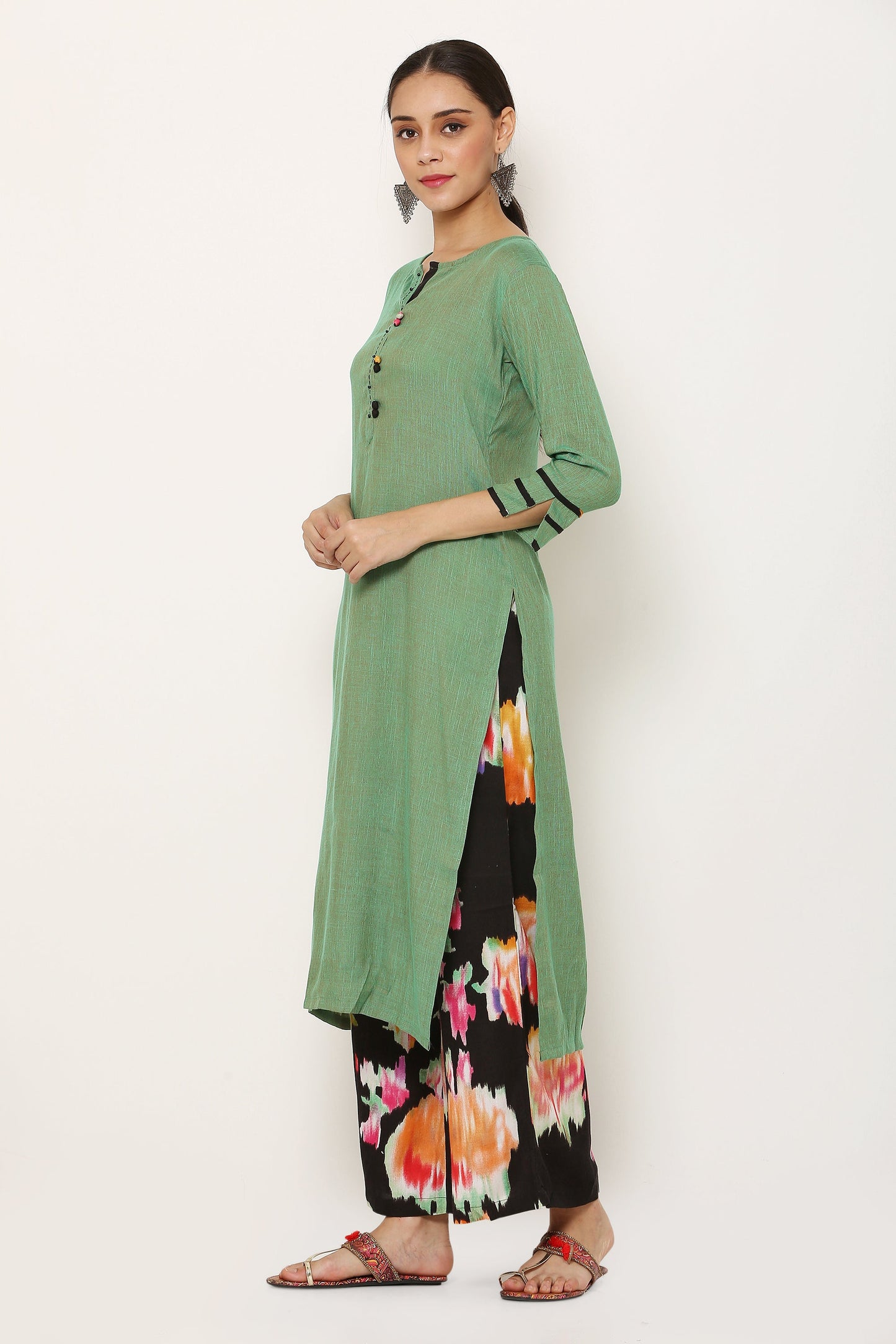 Women's Viscose Rayon Kurta And Palazzo With Dupatta Set