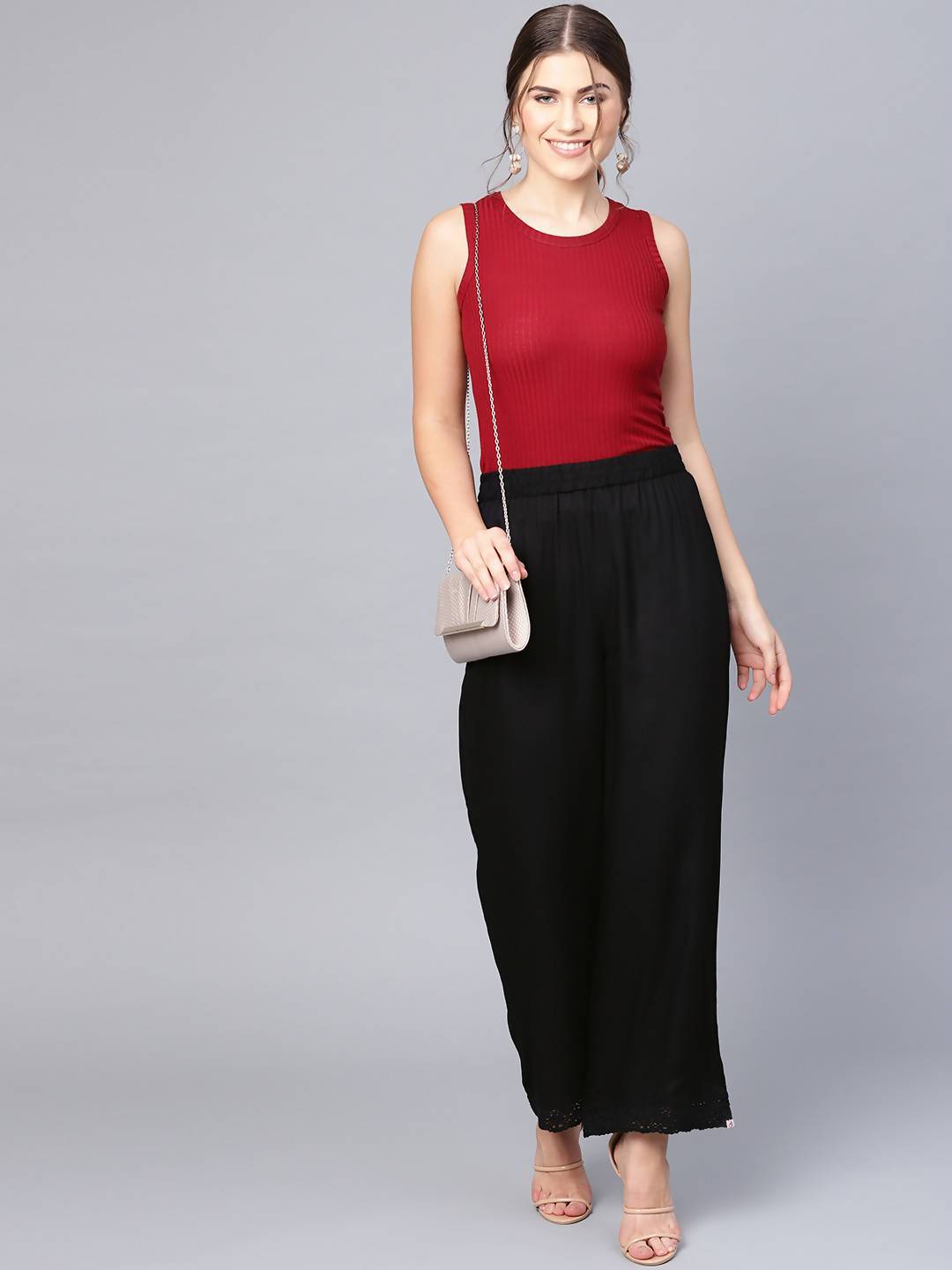 Women's Rayon Embellished Wide-Leg Palazzo