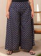 Women's Navy Viscose Rayon Palazzo