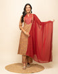 Women's Brown Cotton A-Line Kurta Pant With dupatta