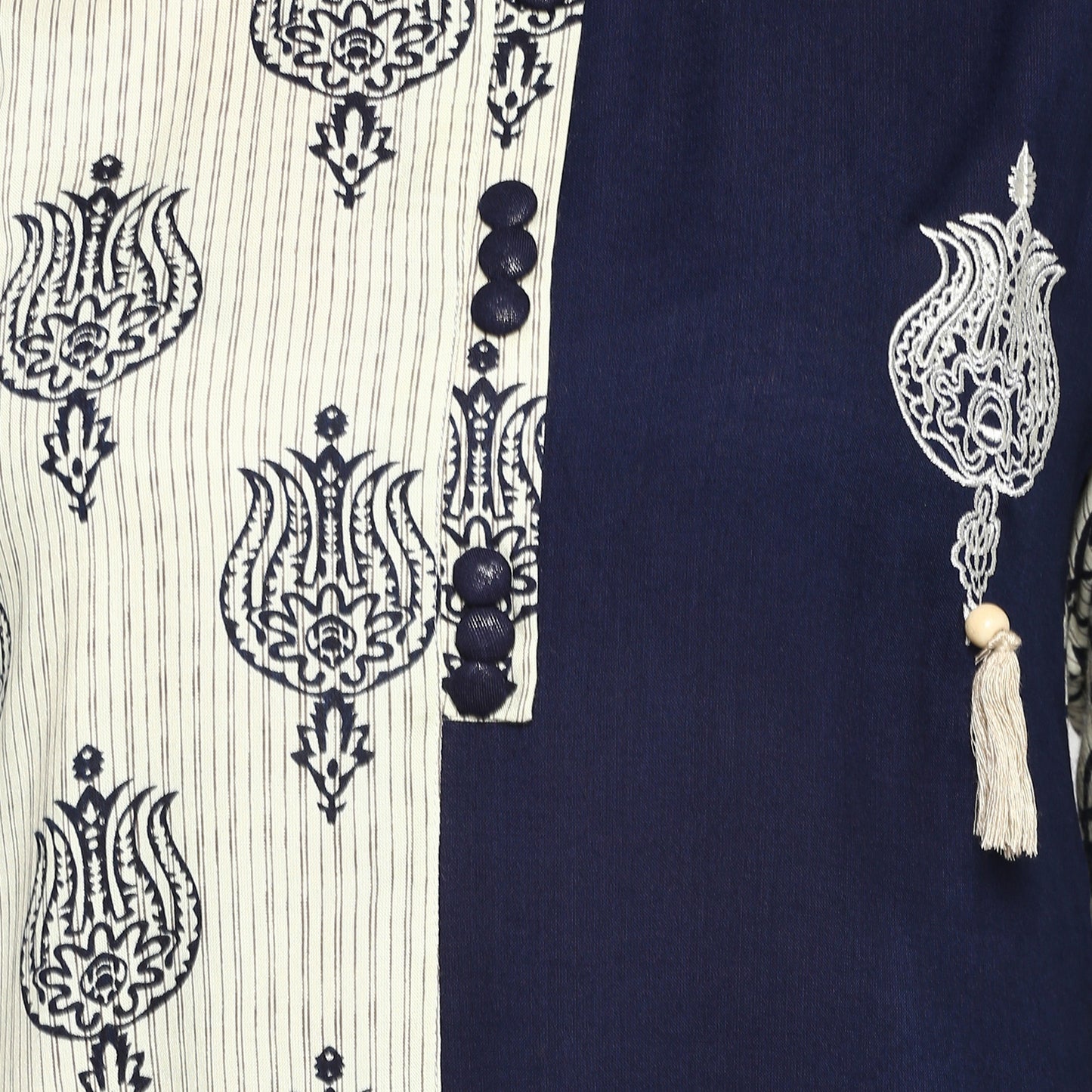 Women's Blue & White Rayon Straight Kurta By Vbuyz- (