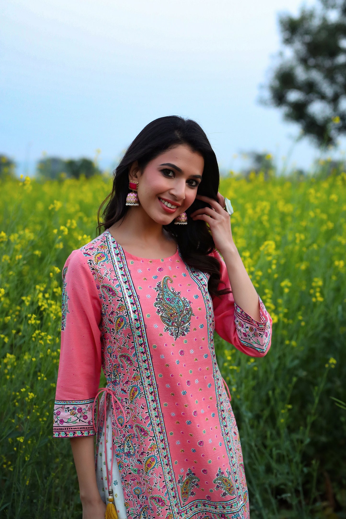 Women's Cambric Printed Straight Kurta Palazzo Dupatta Set