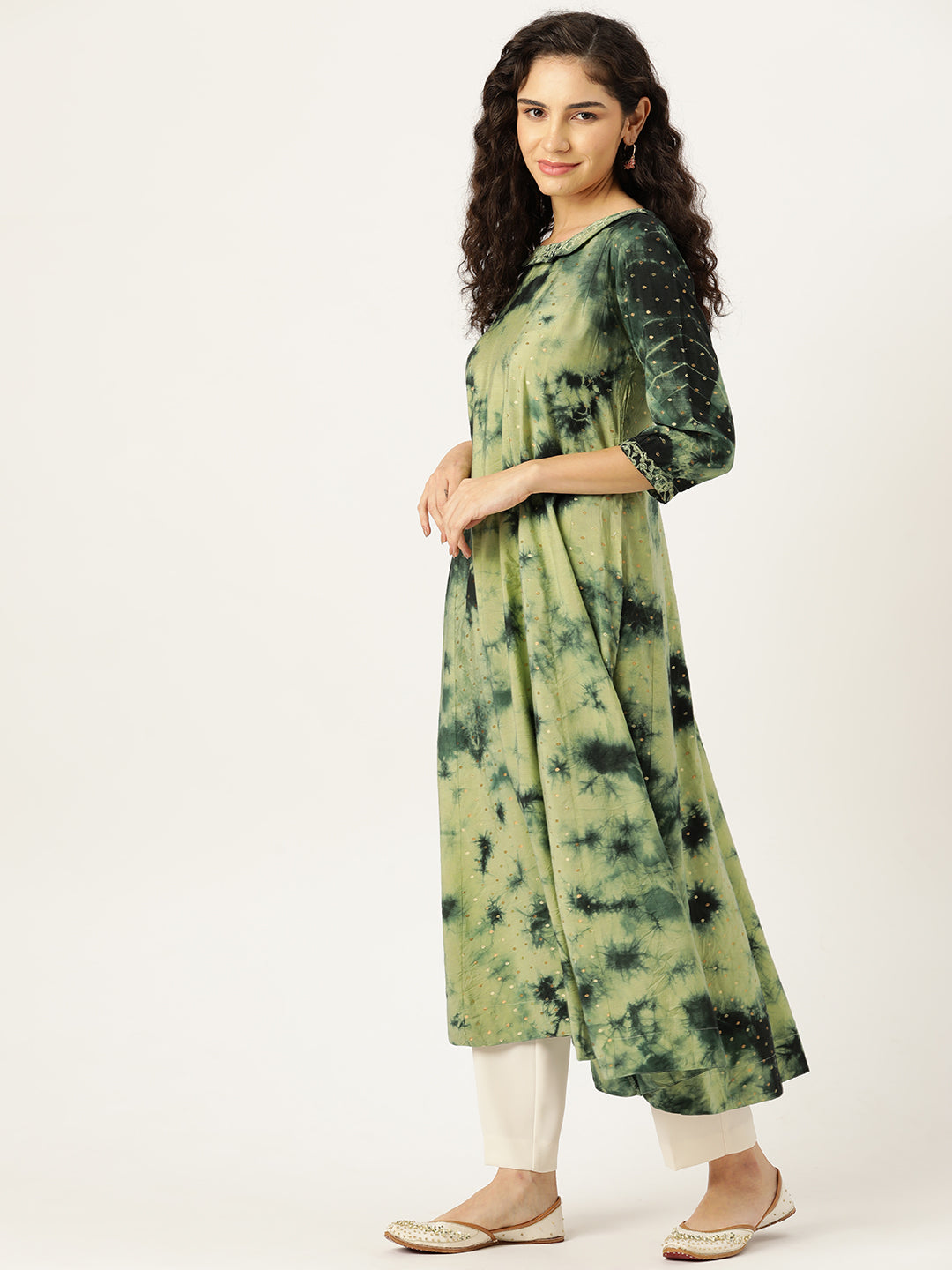 Women's Flared A-Line Dress (Green)