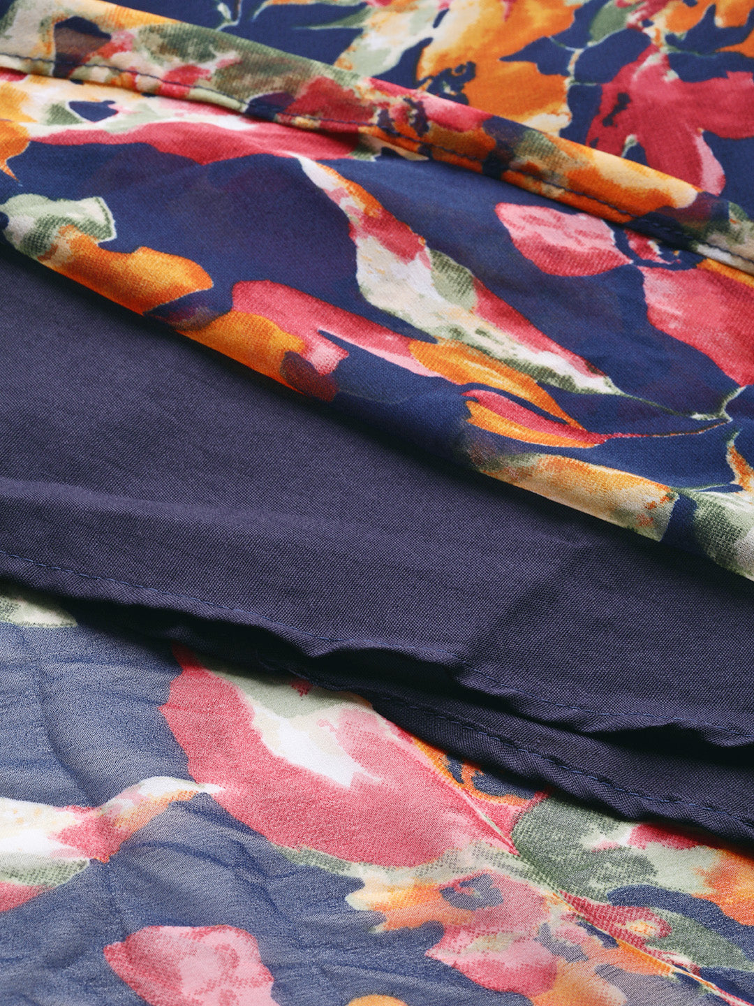 Women's Blue Color Gerogette Printed A-Line Flared Dress