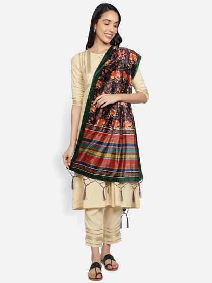 Women's Multicolored Polyster Velvet  Digital Printed Dupatta