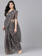 Women's Black & Beige Animal Print Saree