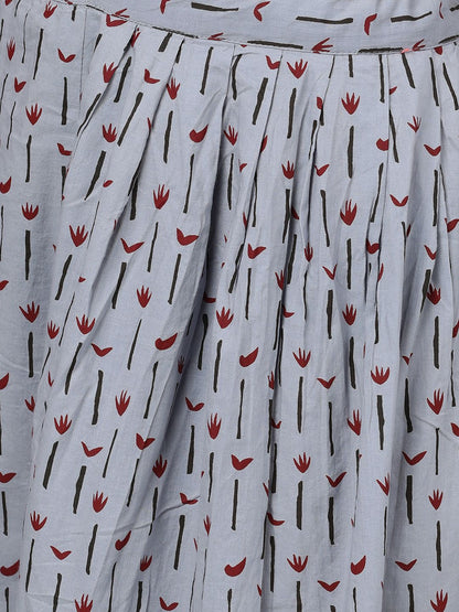 Women's Grey & Maroon Printed Palazzo Saree