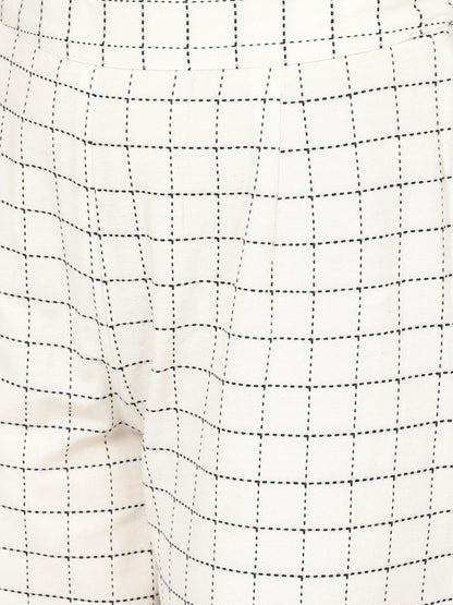 Women's Pink Woven Design Kurta With White Palazzo