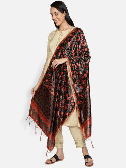 Women's Multicolored Polyster Velvet  Digital Printed Dupatta