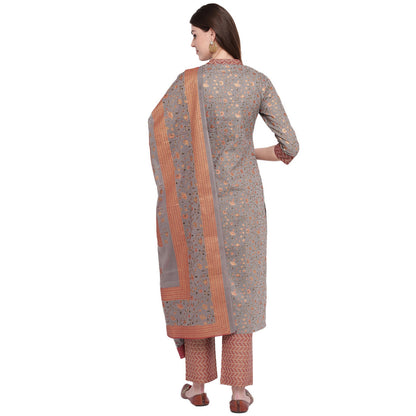 Women's Grey Kurta & Palazzo With Dupatta By Vbuyz- (3