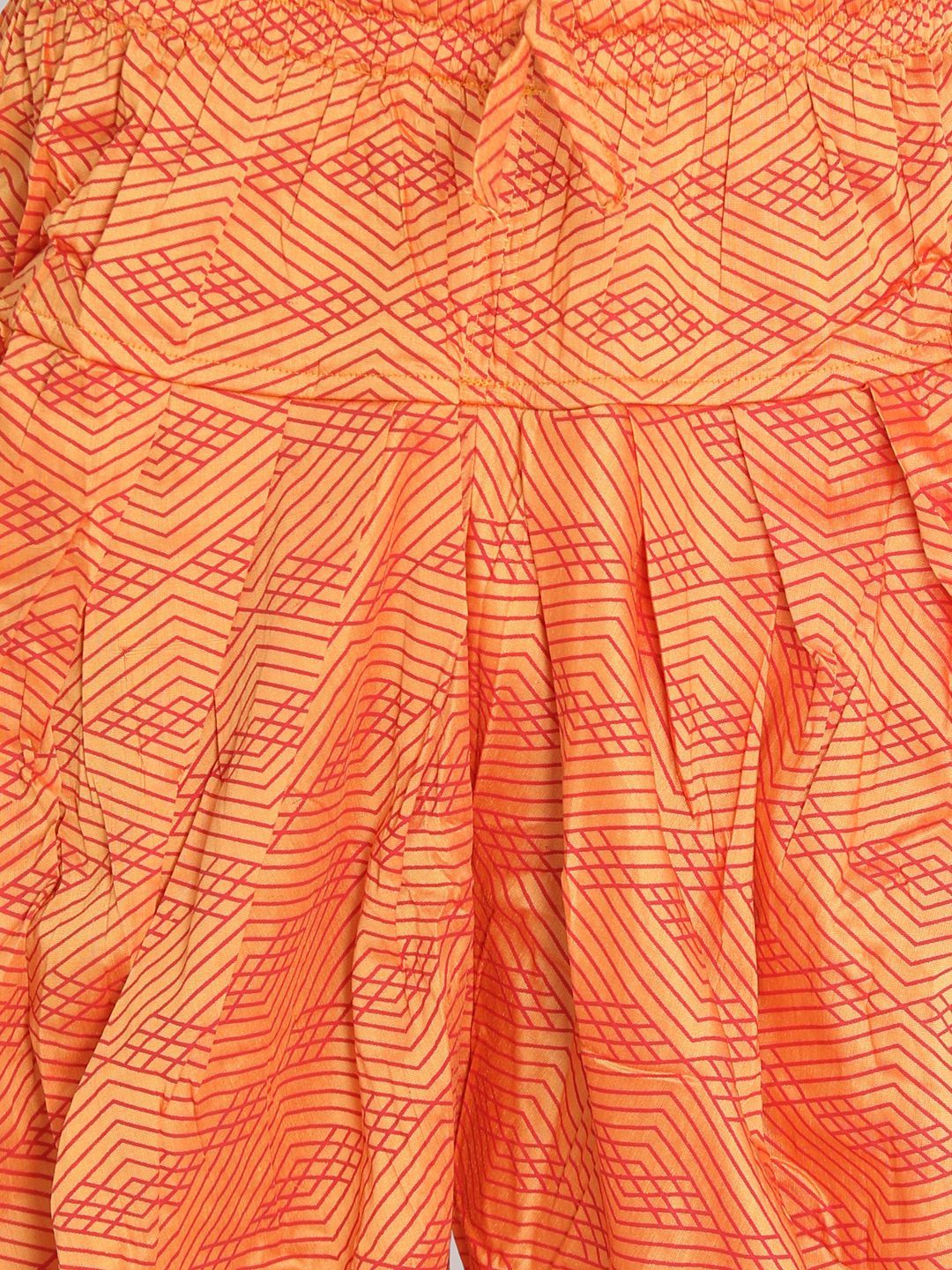 Men's Orange Cotton Silk Blend Dhoti