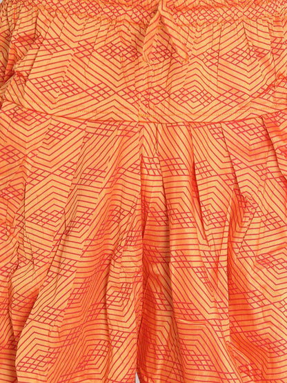 Men's Orange Cotton Silk Blend Dhoti