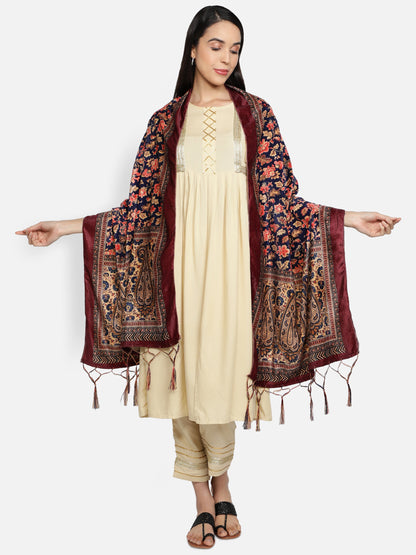 Women's Multicolored Polyster Velvet  Digital Printed Dupatta