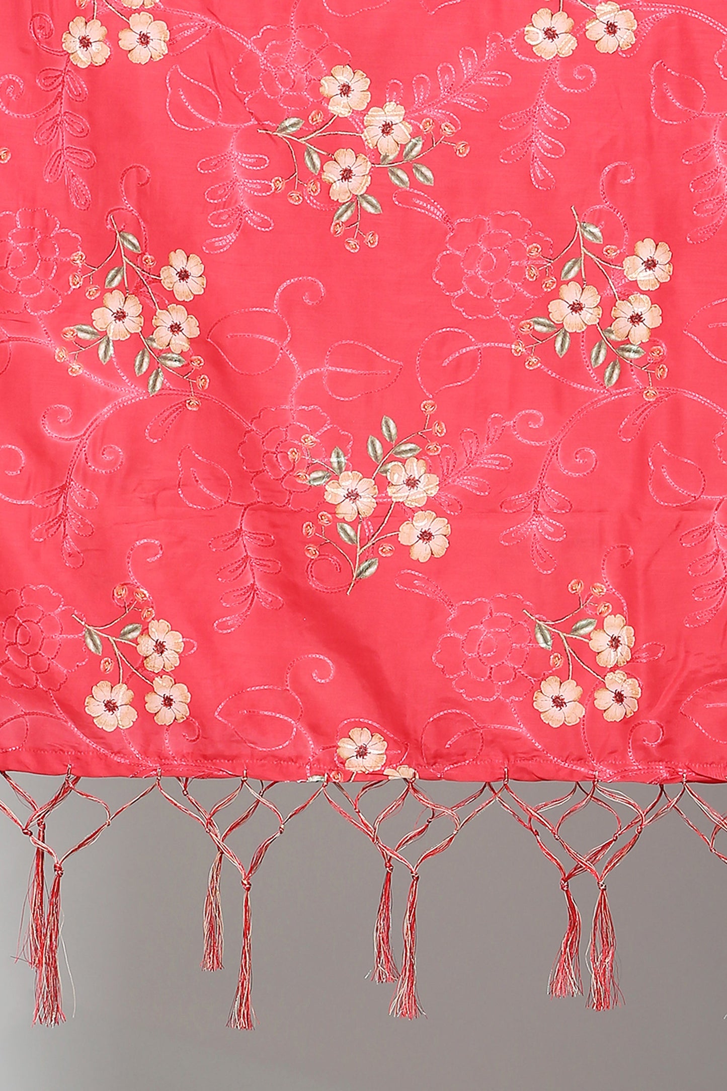 Women's Red Color Art Muslin Embroidery and Digital Printed Dupatta