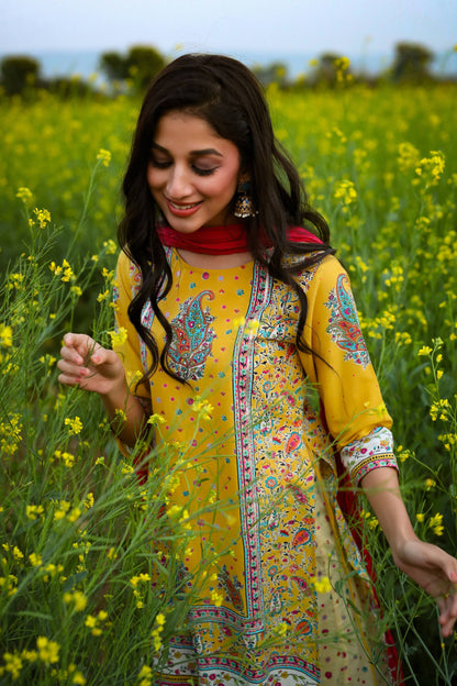 Women's Cambric Printed Straight Kurta Palazzo Dupatta Set
