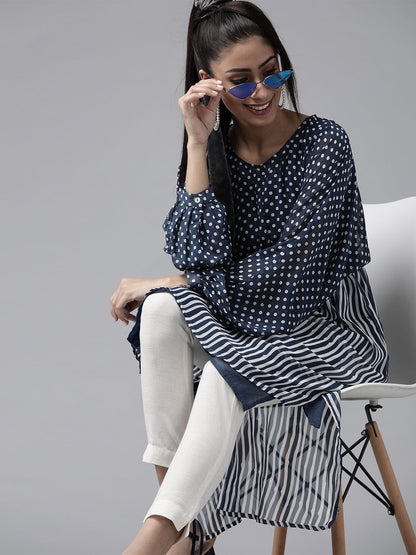 Women's Polka Print High-Low Tunic