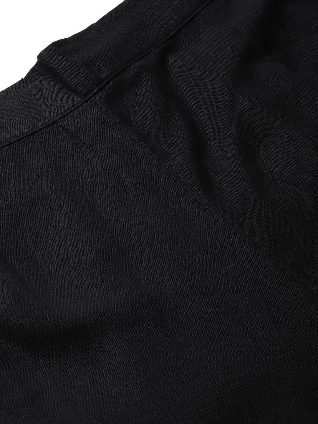 Women's Black Rayon Solid Straight Pants